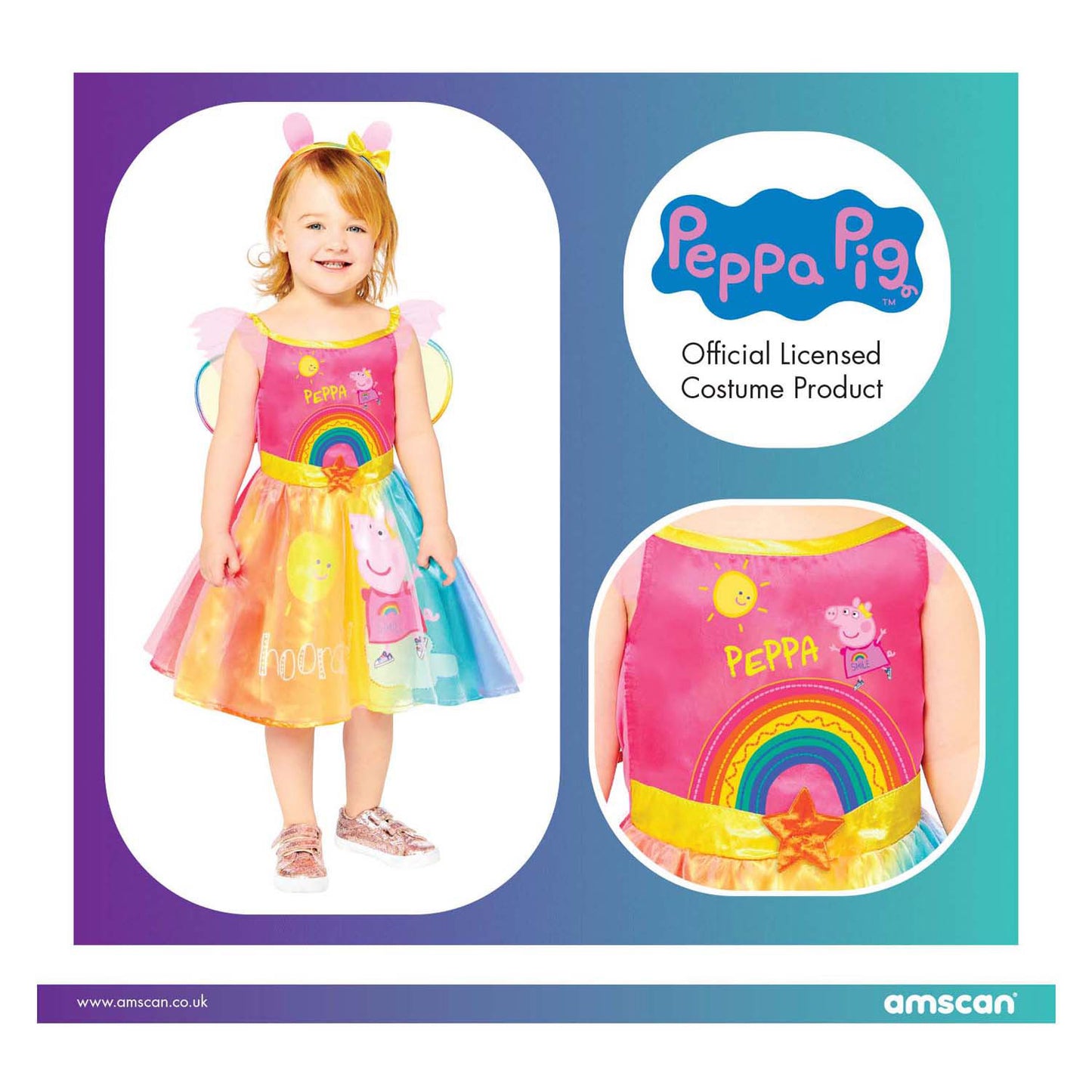 Kinderkostuum Peppa Regenboogjurk - 2-3 jaar