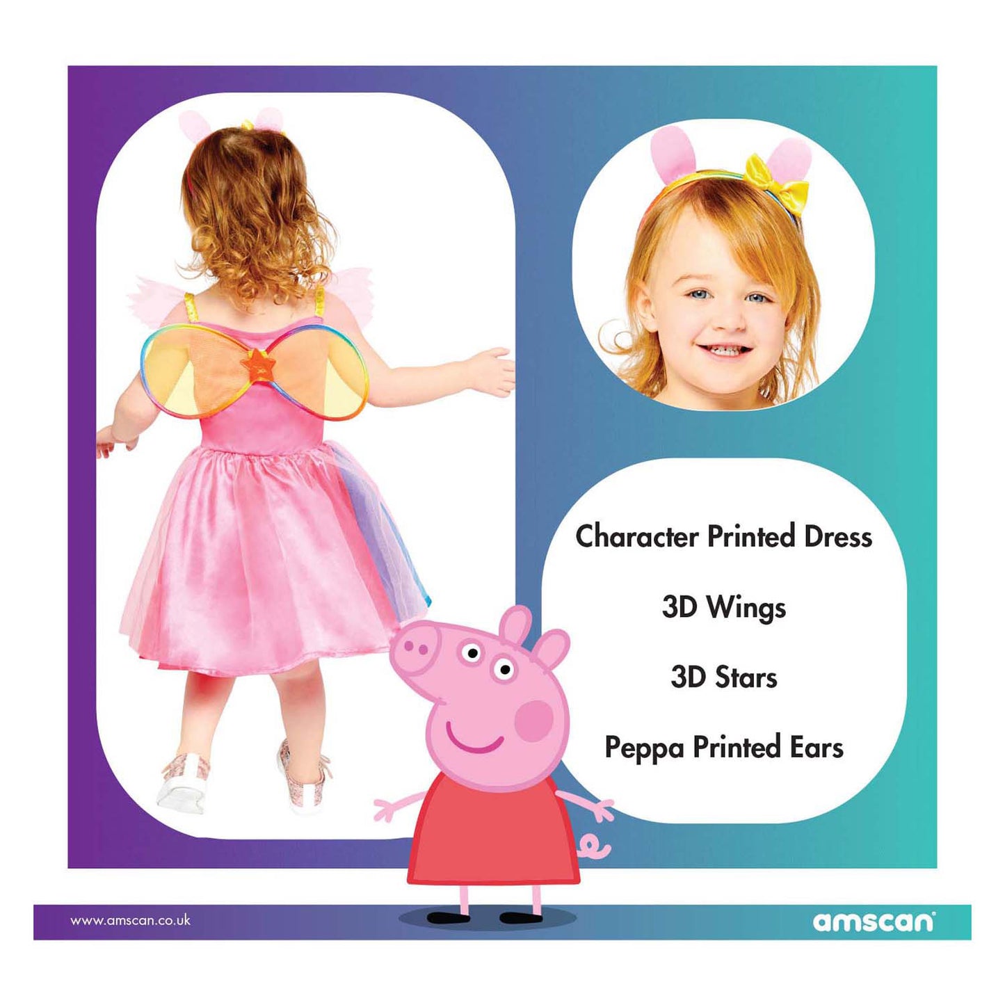 Kinderkostuum Peppa Regenboogjurk - 2-3 jaar