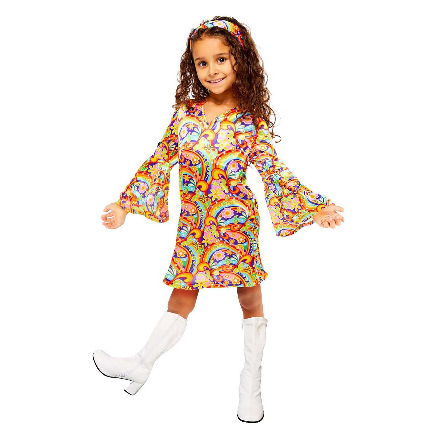 Kinderkostuum Regenboog Hippie - 6-8 jaar