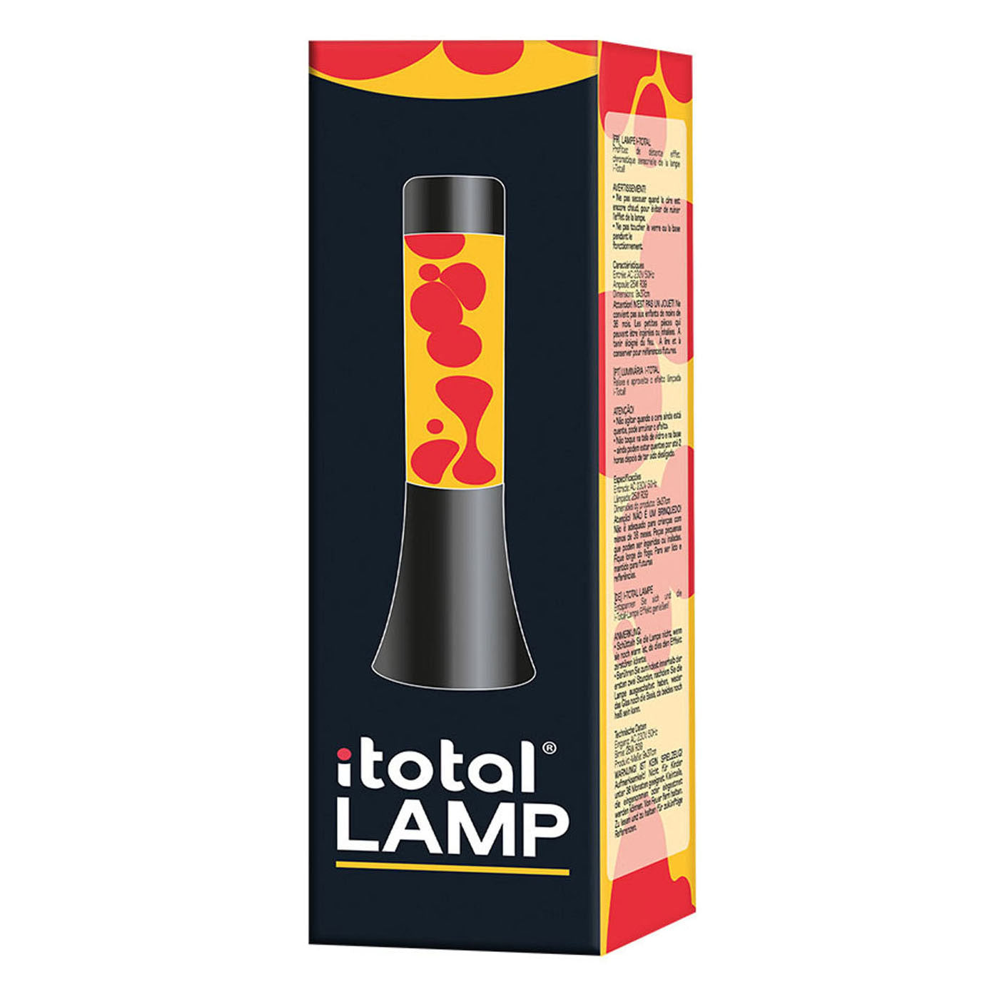 Itotal Lavalamp zwart oranje rood, 30cm