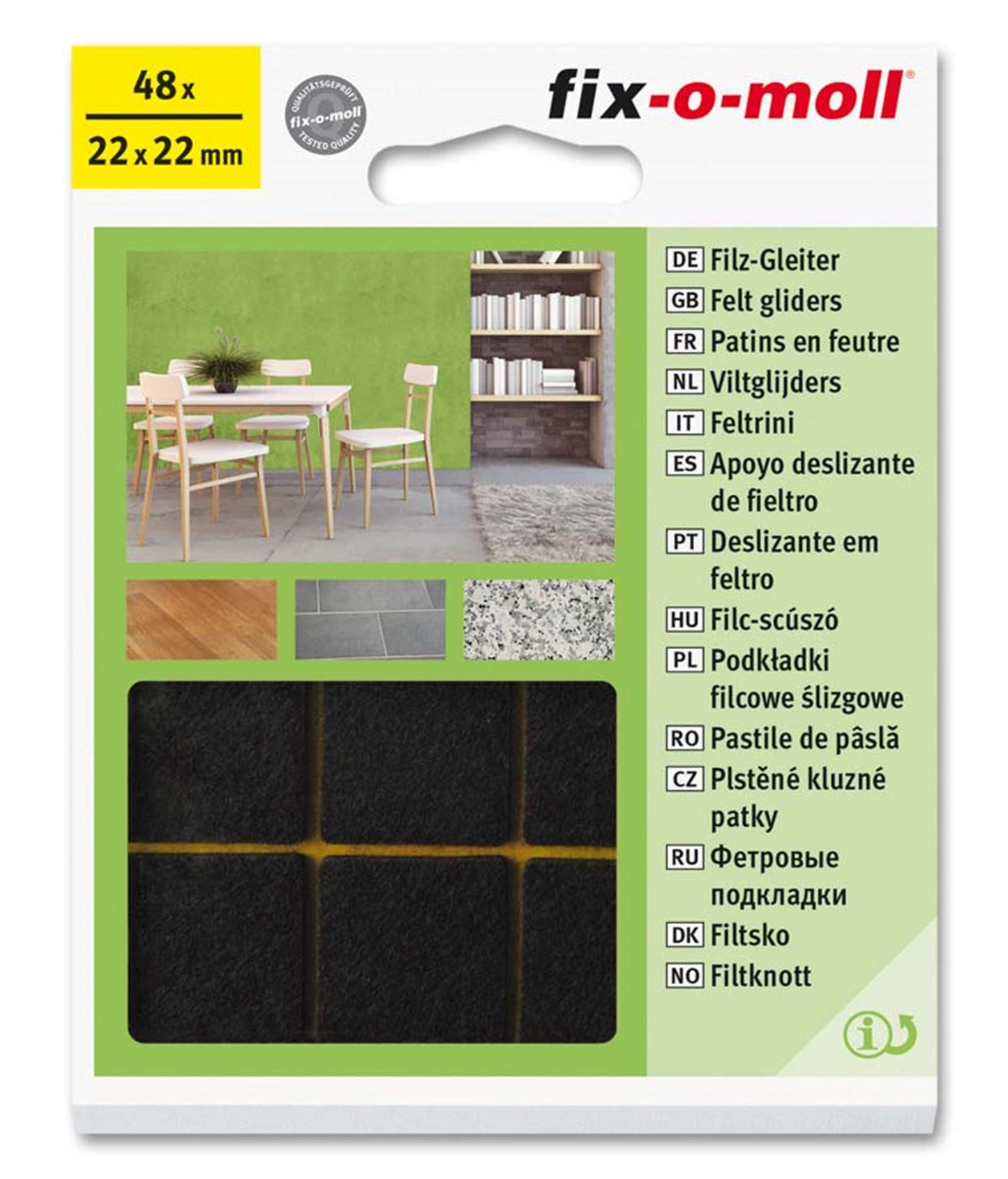 Fix-o-moll viltglijder ø22mm 48st. bruin