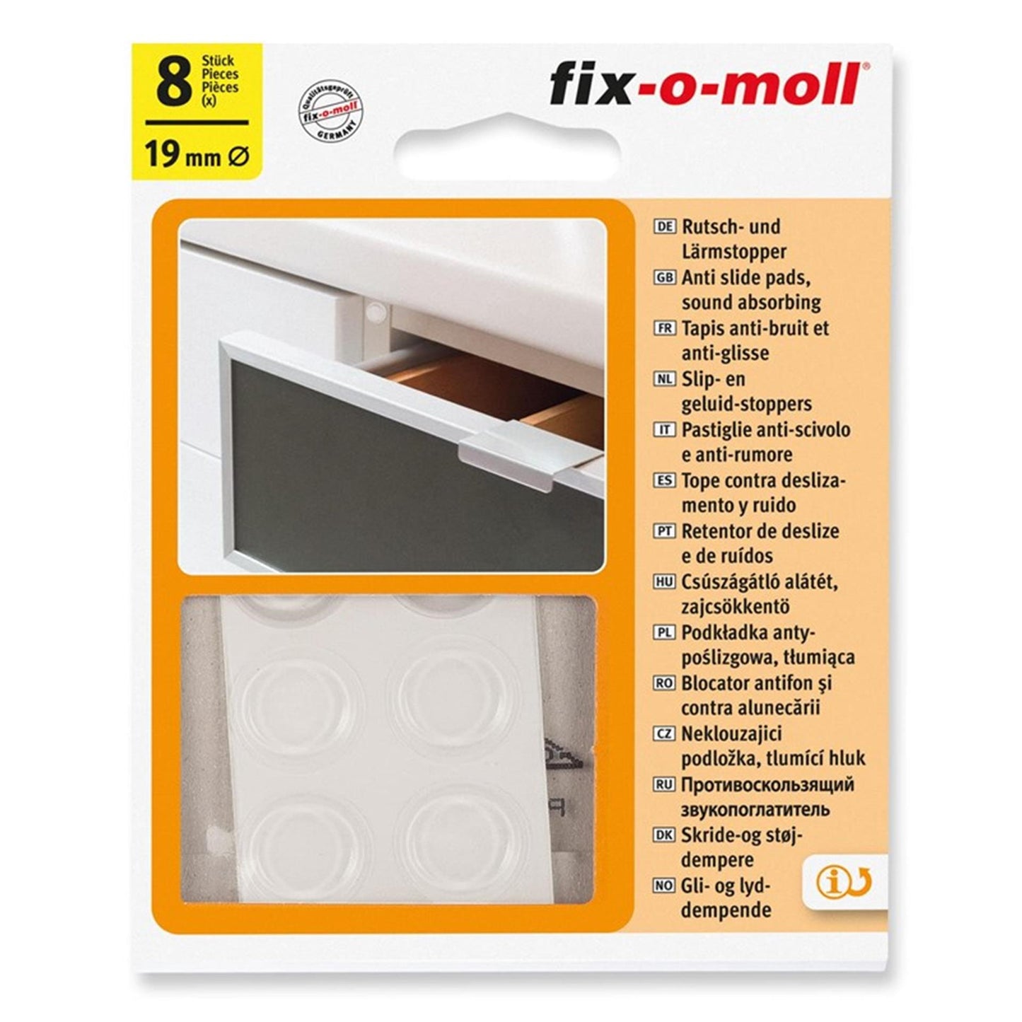 Fix-o-moll geluidsdempers en slip ø19mm
