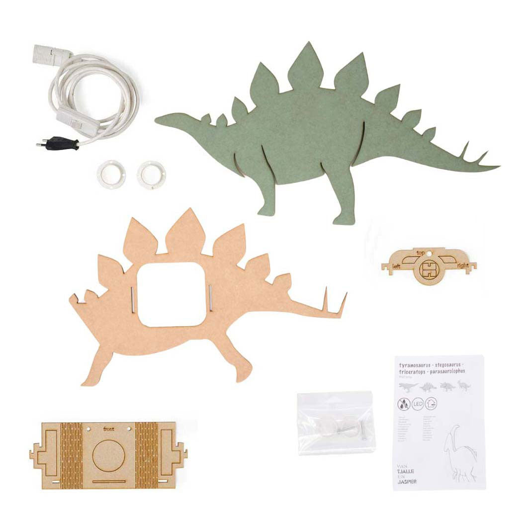 Van Tjalle En Jasper - dino wandlamp stegosaurus - hout