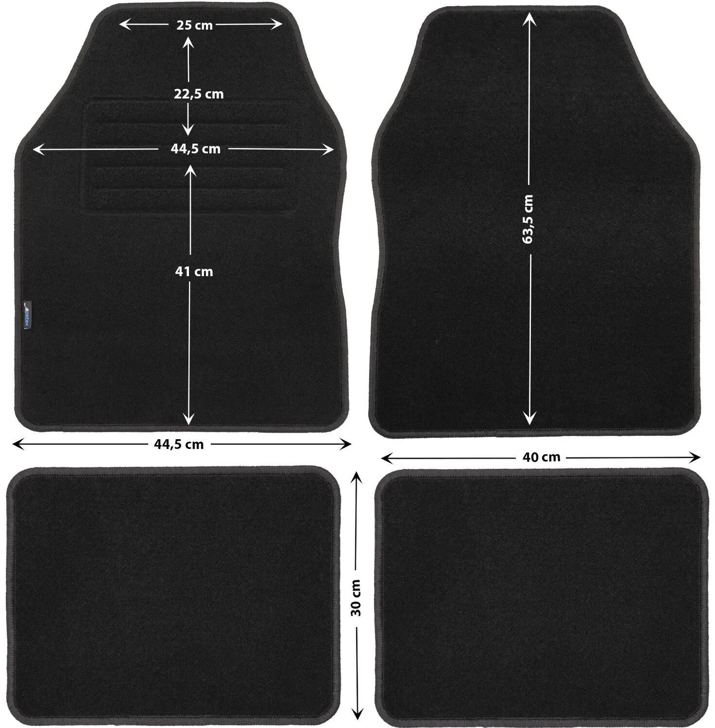 Petex fußmatte florida 3 car carpet florida3 gr.0 black 4-piece