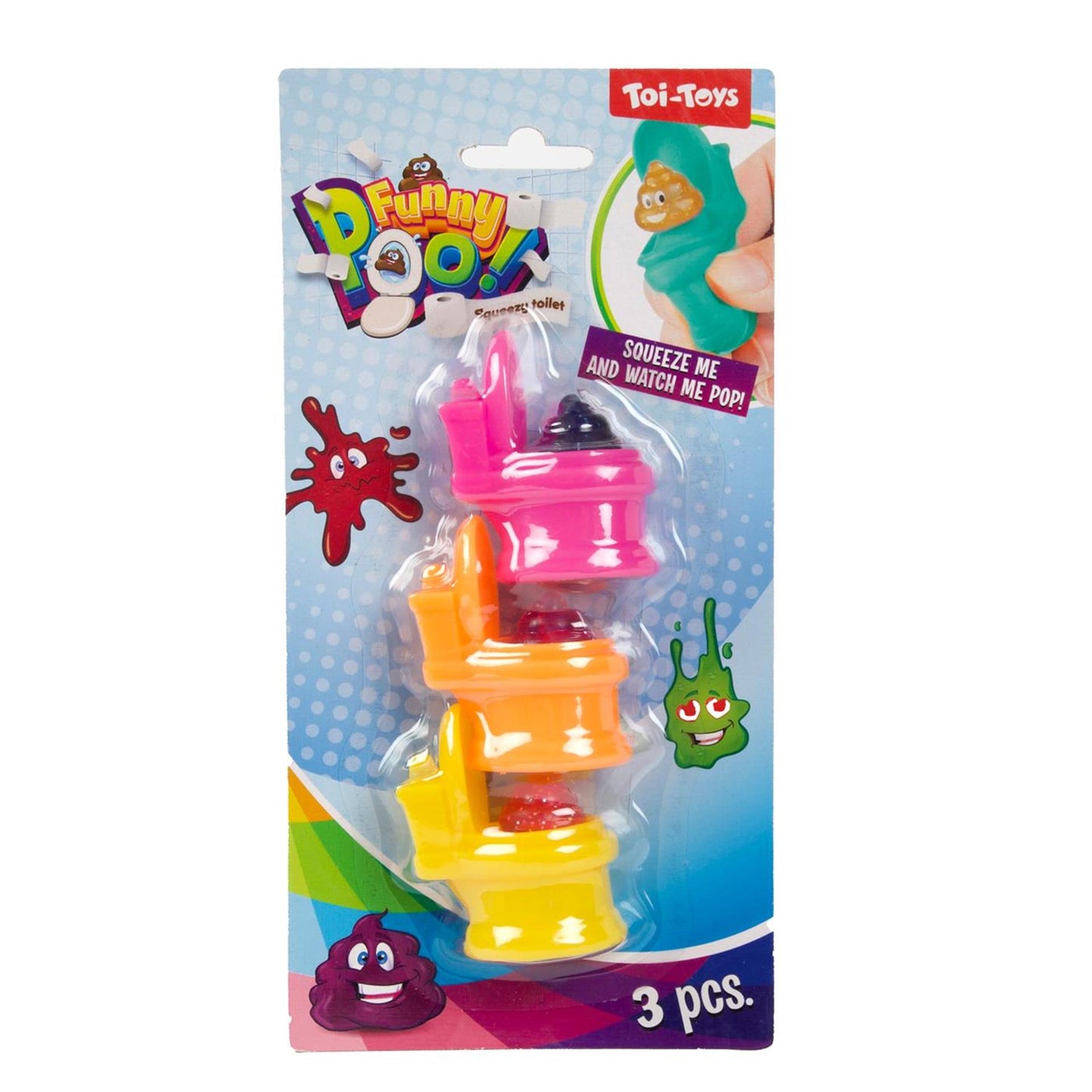 Toi-Toys knijptoilet glitter drol 3st