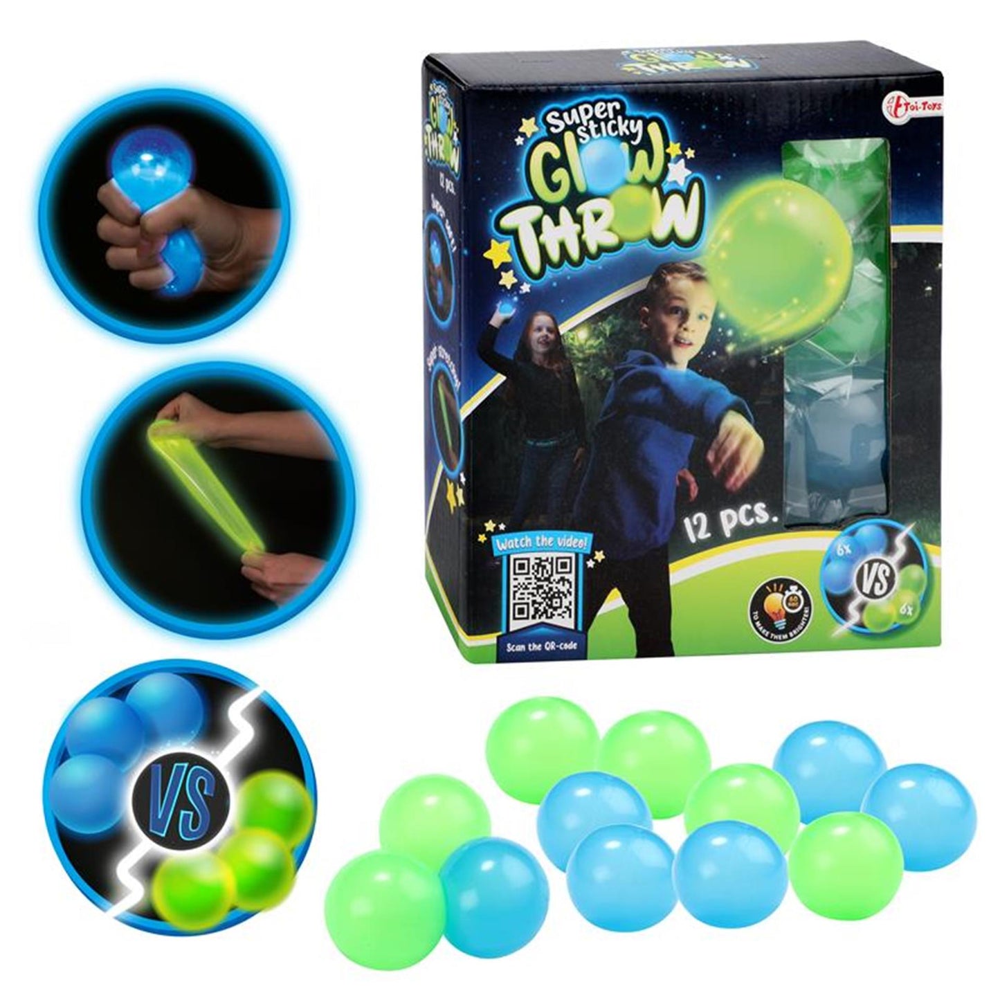Toi-Toys Toi toys 12 glow in the dark ballen