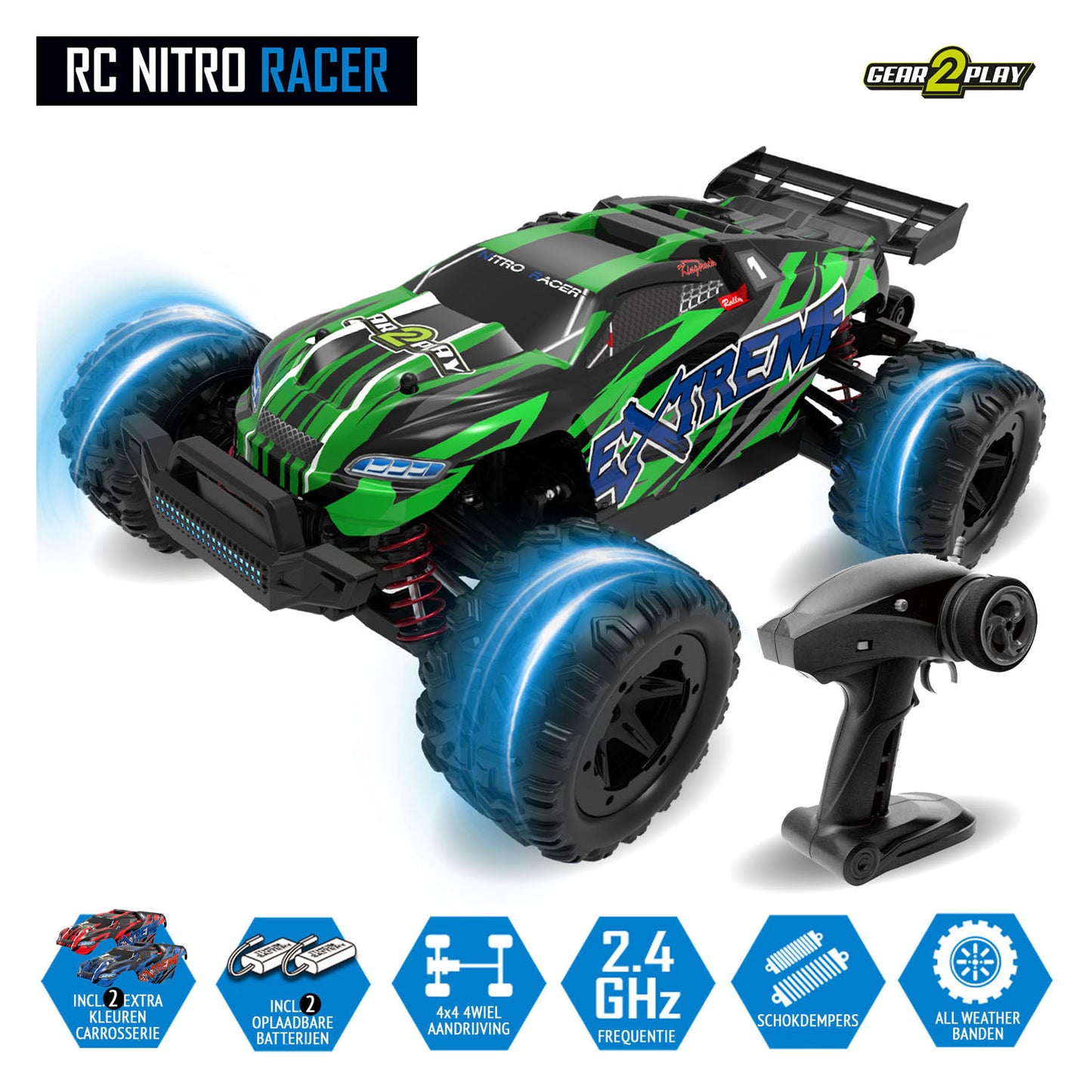 Gear2Play rc nitro racer superfast bestuurbare auto - 1:18