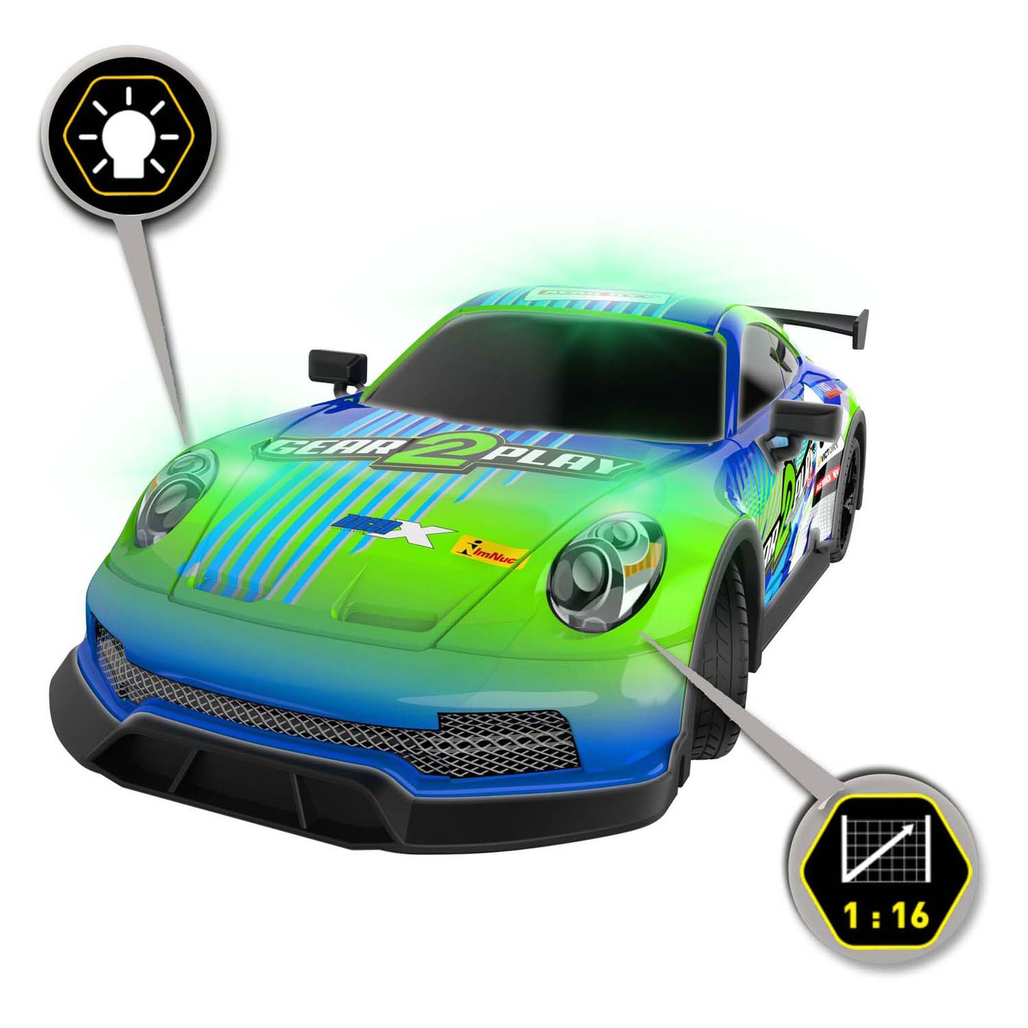 Gear2Play rc night flash bestuurbare auto