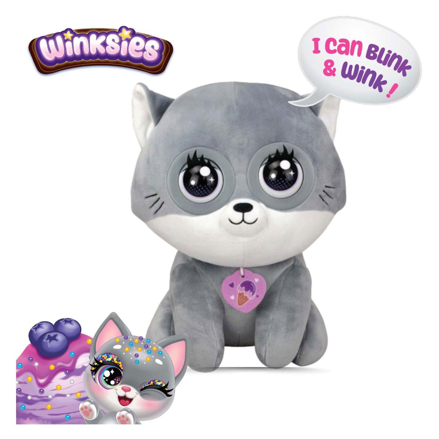 Silverlit winksies blauwe kat interactieve knuffel