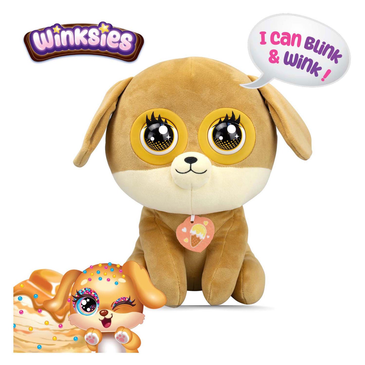 Silverlit Winksies caramel puppy - interactieve knuffel in een ijsbeker