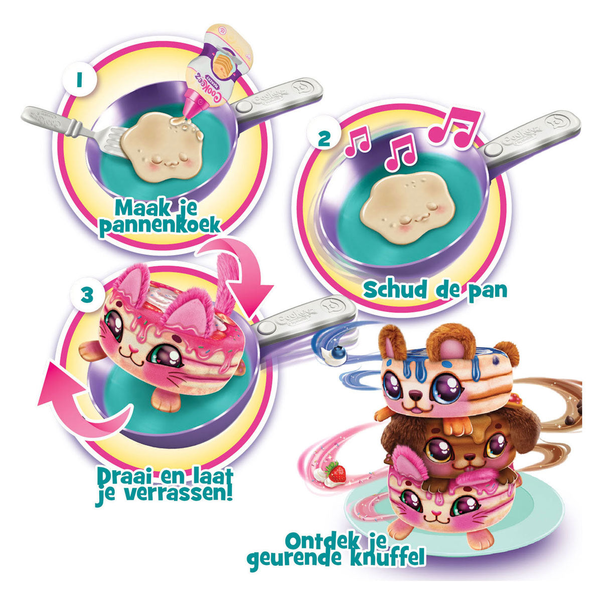 Moose Toys Cookeez maak je eigen pluchen verrassingsdier in koekenpan