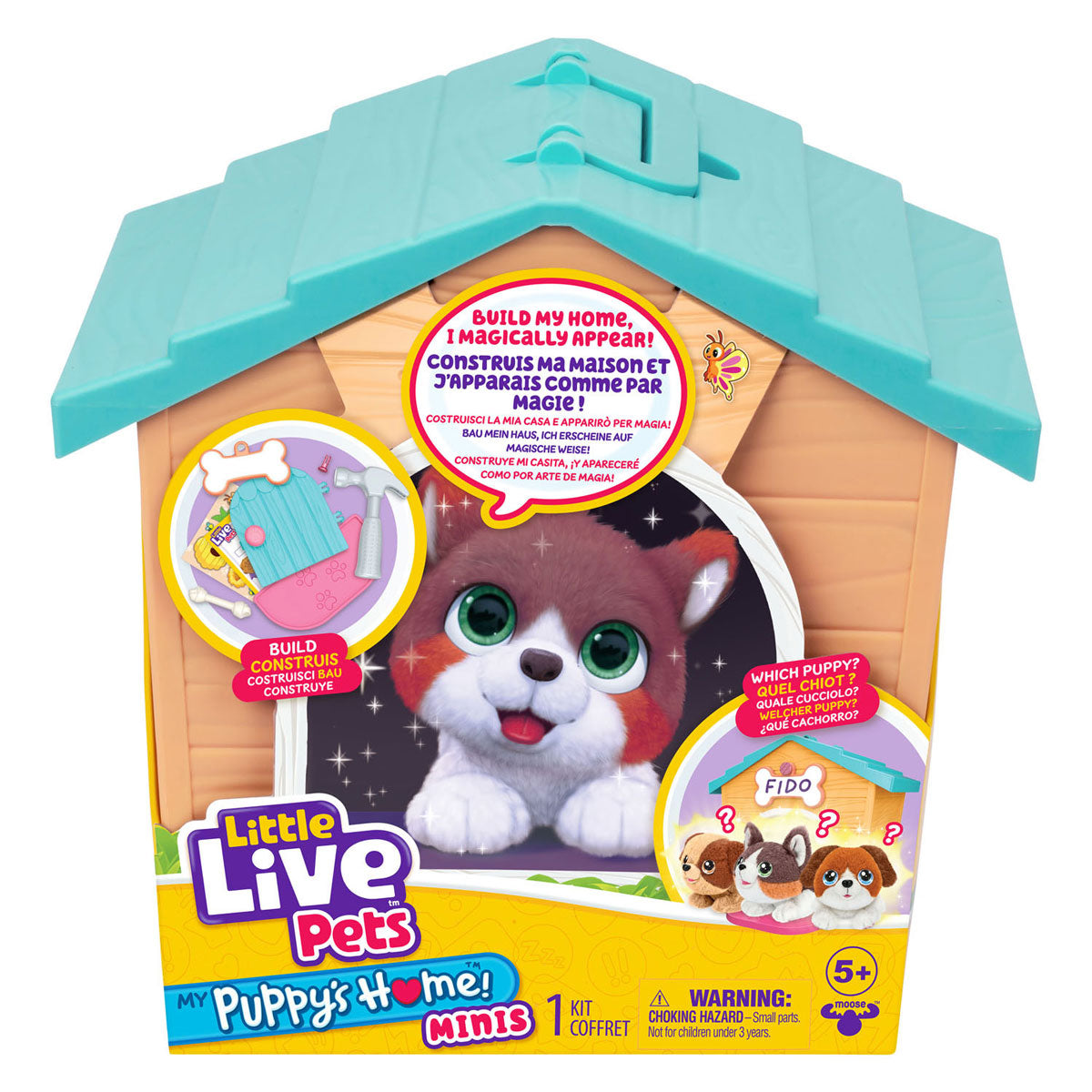 Moose Toys Verrassingspuppy knuffel in hondenhok