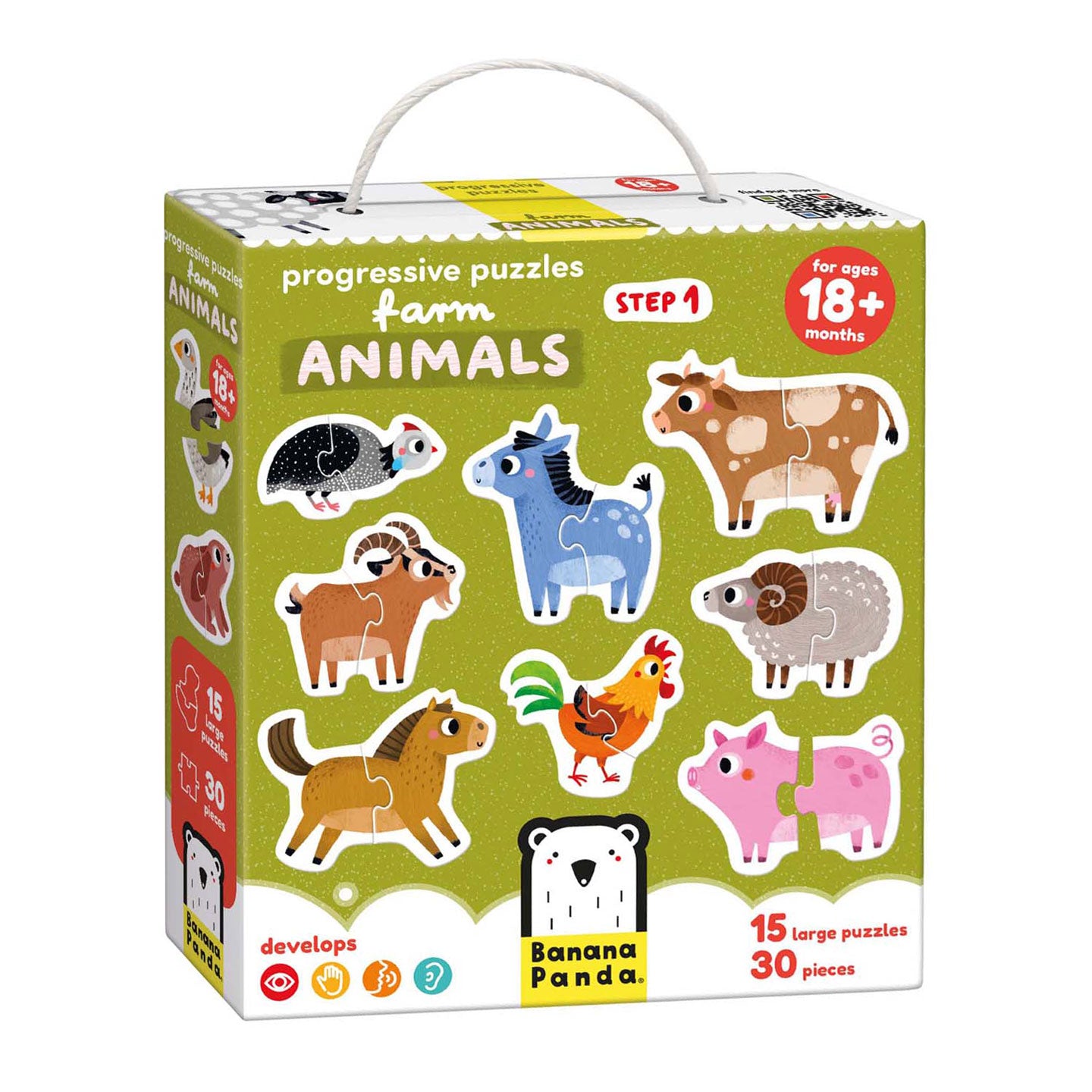 Banana Panda - oplopende puzzels boerderijdieren - 33st.