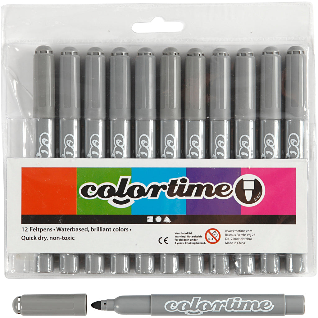 Creativ Company Https: www.cchobby.nl colortime-stiften-lijndikte-5-mm-grijs-12-stuk-1-doos