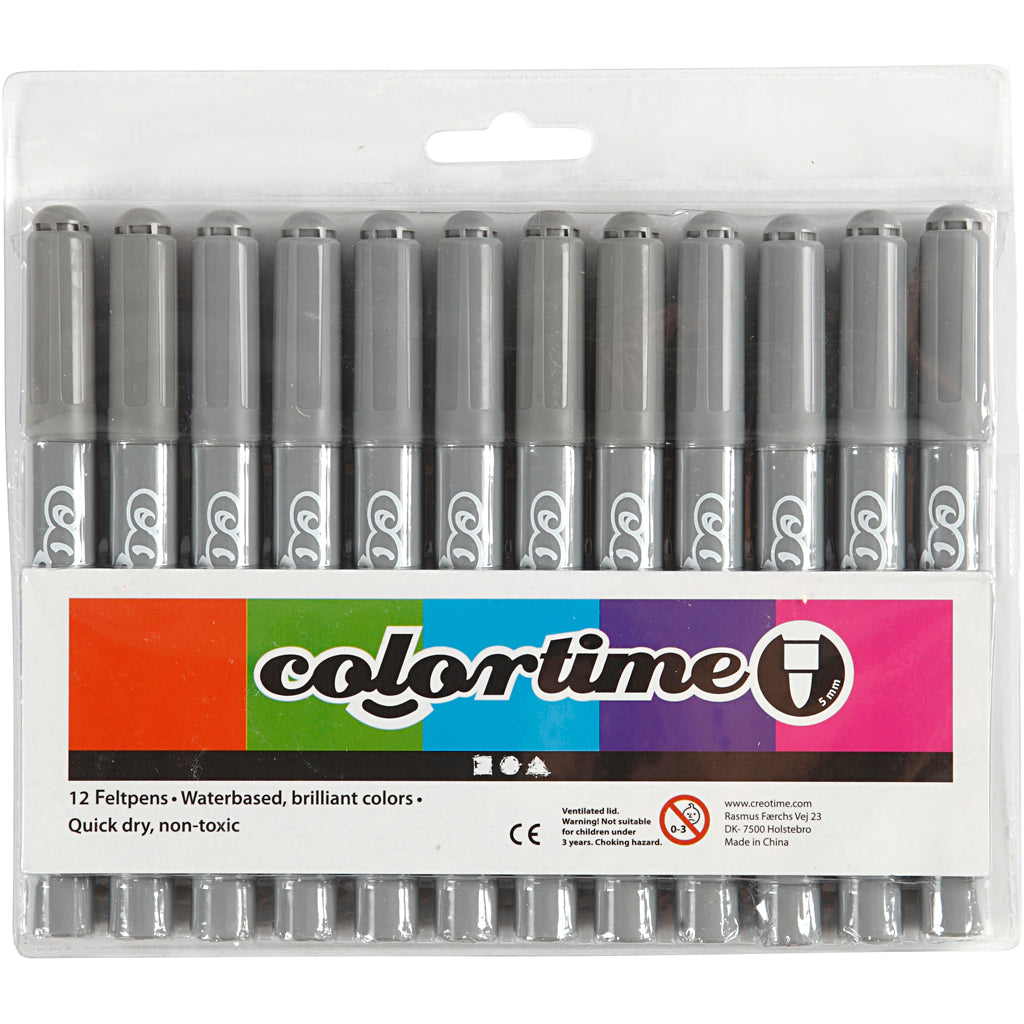 Creativ Company Https: www.cchobby.nl colortime-stiften-lijndikte-5-mm-grijs-12-stuk-1-doos