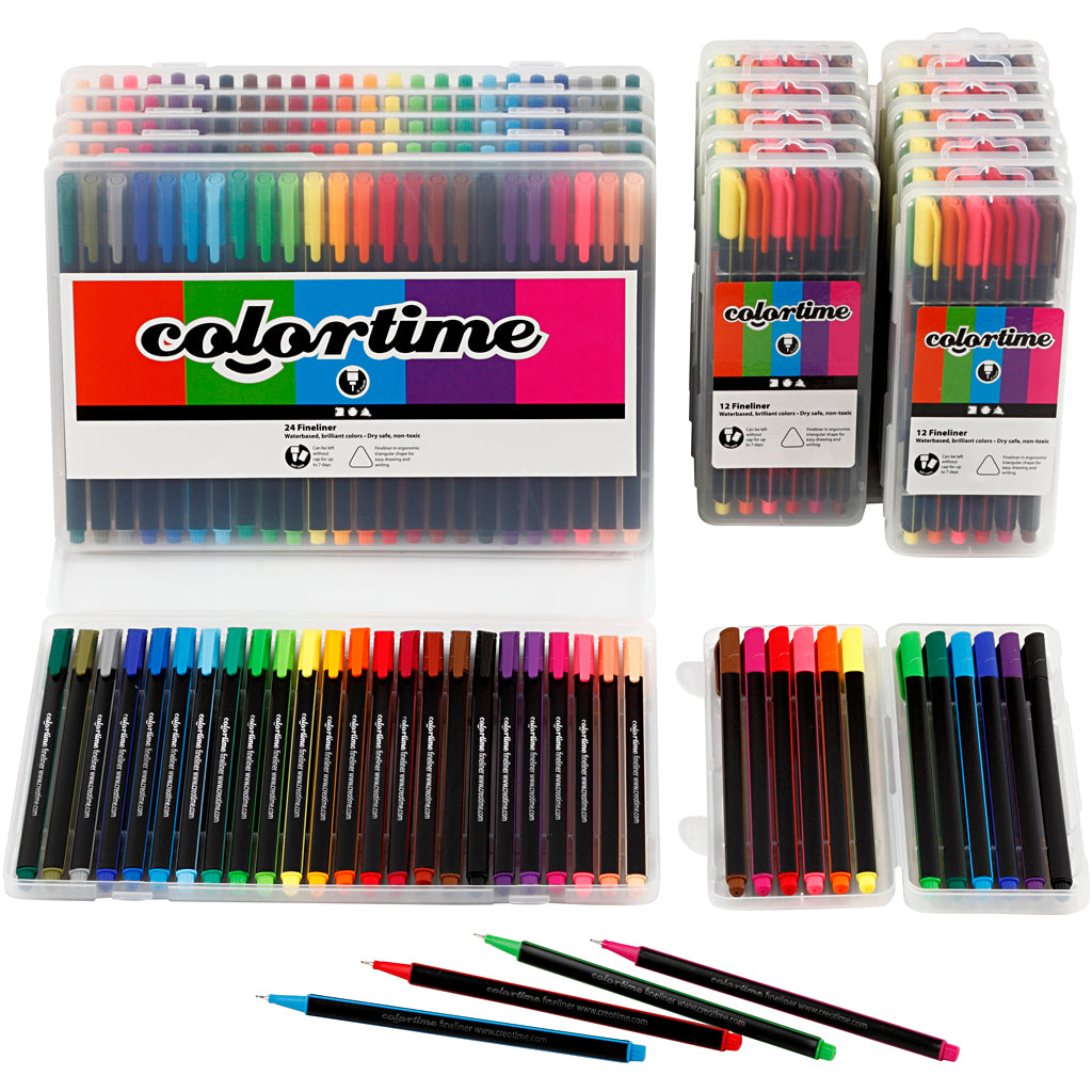 Creativ Company Https: www.cchobby.nl colortime-fineliners-lijndikte-0-6-0-7-mm-diverse-kleuren-18-doos-1-doos