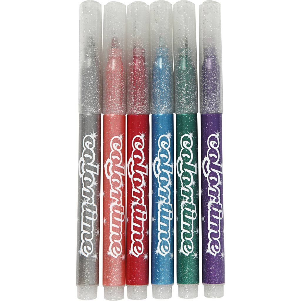Creativ Company Https: www.cchobby.nl colortime-glitterstiften-lijndikte-2-mm-diverse-kleuren-6-stuk-1-doos