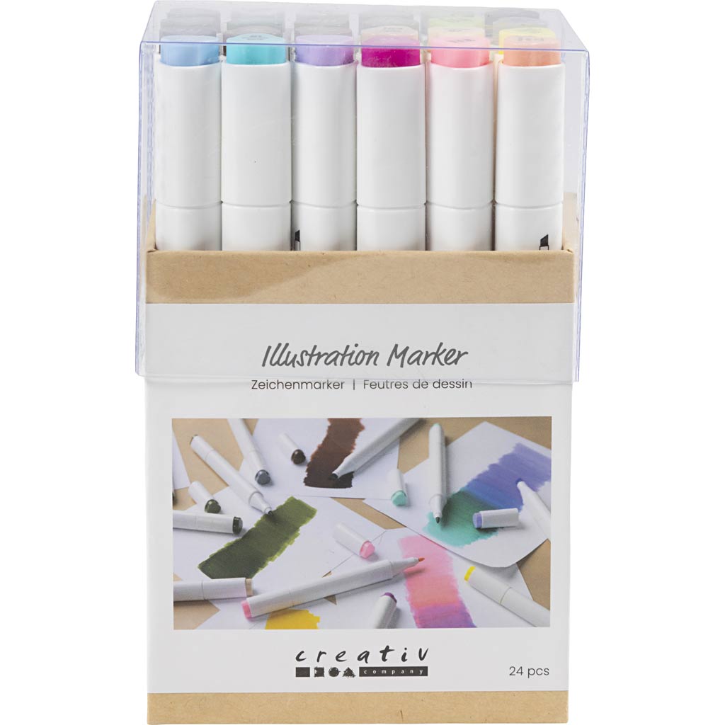 Creativ Company Https: www.cchobby.nl tekenstift-lijndikte-1-8-mm-pastelkleuren-standaardkleuren-24-stuk-1-doos
