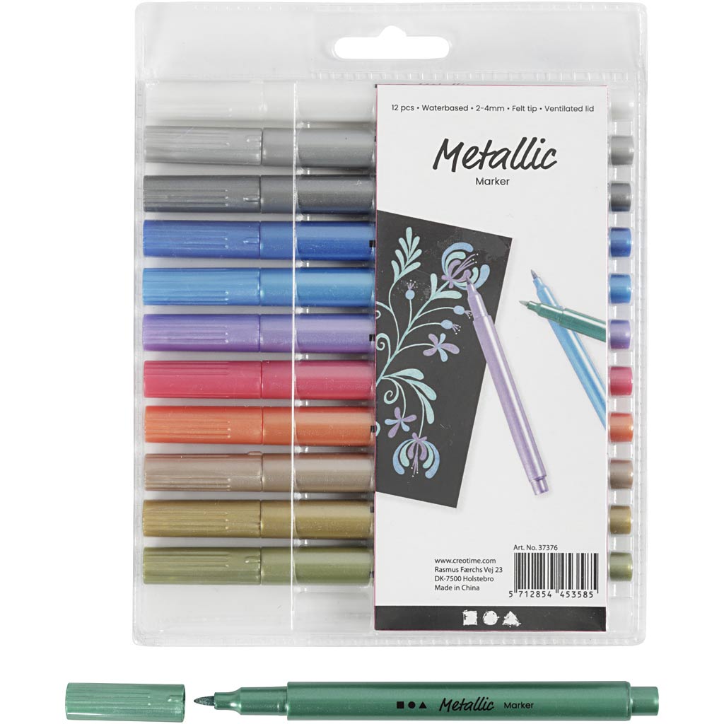 Creativ Company Https: www.cchobby.nl metallic-marker-lijndikte-2-4-mm-metallic-kleuren-12-stuk-1-doos