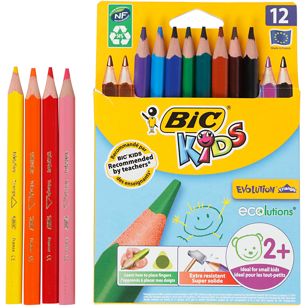BIC Https: www.cchobby.nl -evolution-kleurpotloden-l-14-cm-vulling-5-mm-diverse-kleuren-12-stuk-1-doos