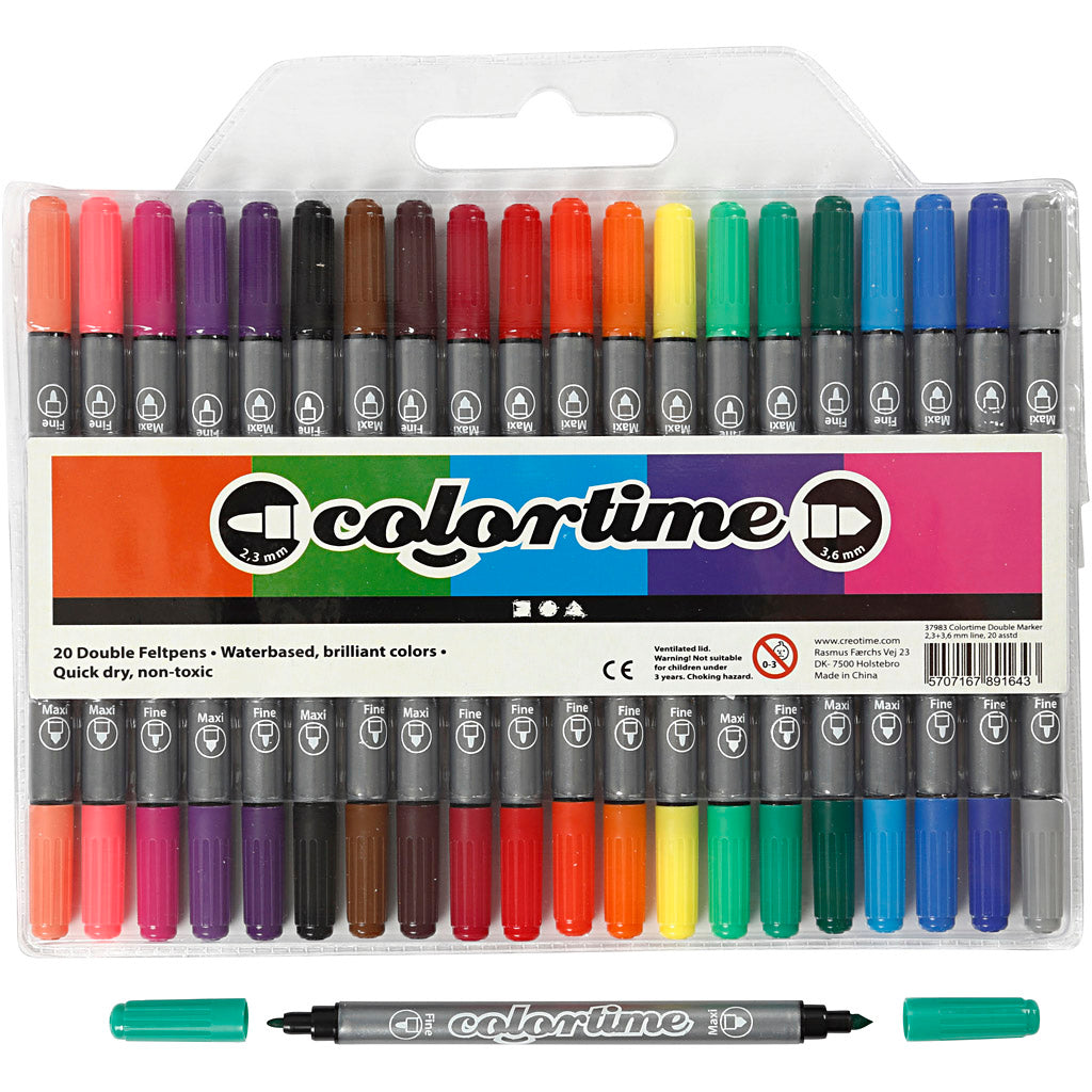 Creativ Company Https: www.cchobby.nl colortime-dubbelstift-lijndikte-2-3-3-6-mm-standaardkleuren-20-stuk-1-doos