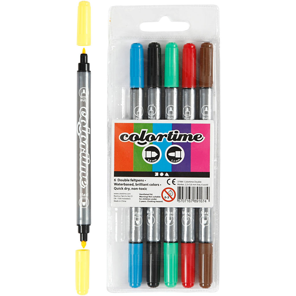Creativ Company Https: www.cchobby.nl colortime-dubbelstift-lijndikte-2-3-3-6-mm-standaardkleuren-6-stuk-1-doos