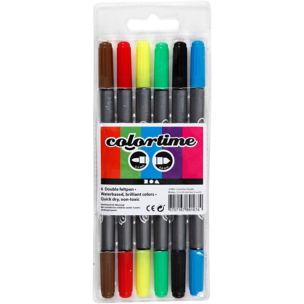 Creativ Company Https: www.cchobby.nl colortime-dubbelstift-lijndikte-2-3-3-6-mm-standaardkleuren-6-stuk-1-doos