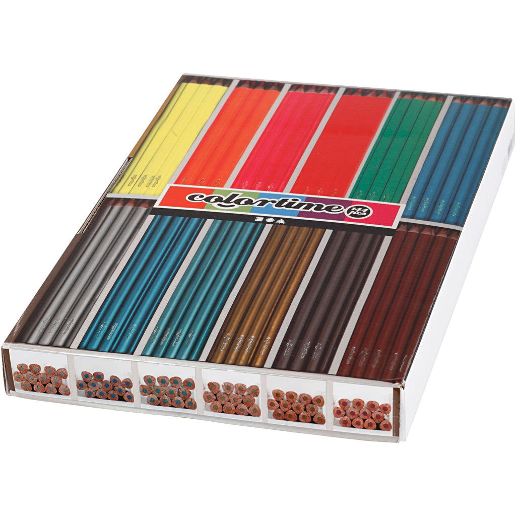 Creativ Company Https: www.cchobby.nl colortime-kleurpotloden-l-17-45-cm-vulling-3-mm-metallic-kleuren-neon-kleuren-144-stuk-1-doos