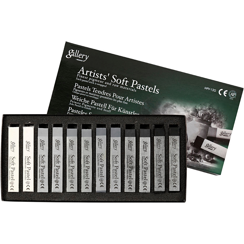Creativ Company Https: www.cchobby.nl gallery-soft-pastel-set-l-6-5-cm-dikte-10-mm-zwart-wit-harmonie-12-stuk-1-doos