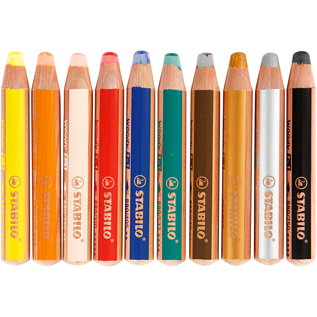 STABILO Https: www.cchobby.nl woody-3-in-1-l-11-cm-dikte-16-mm-vulling-10-mm-diverse-kleuren-10-stuk-1-doos