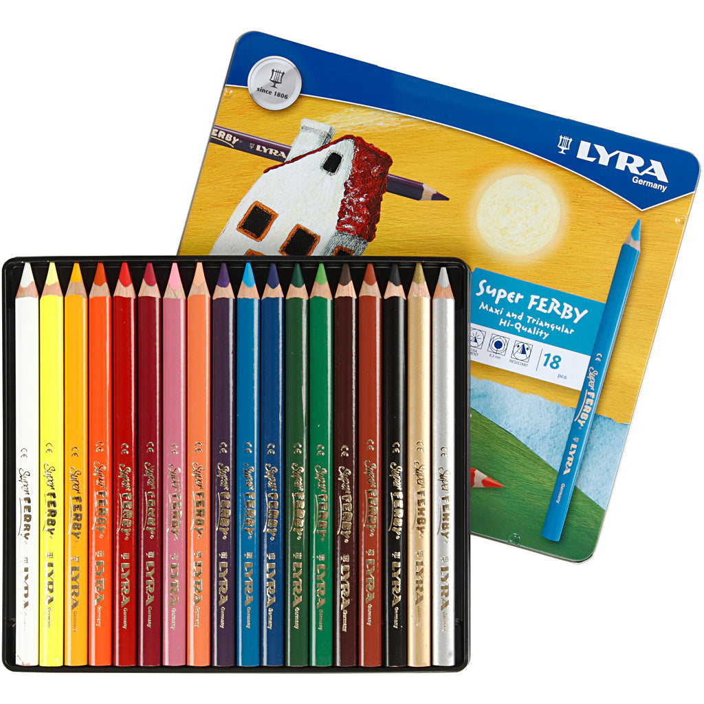 Lyra Https: www.cchobby.nl super-ferby-1-kleurpotloden-l-18-cm-vulling-6-25-mm-diverse-kleuren-18-stuk-1-doos