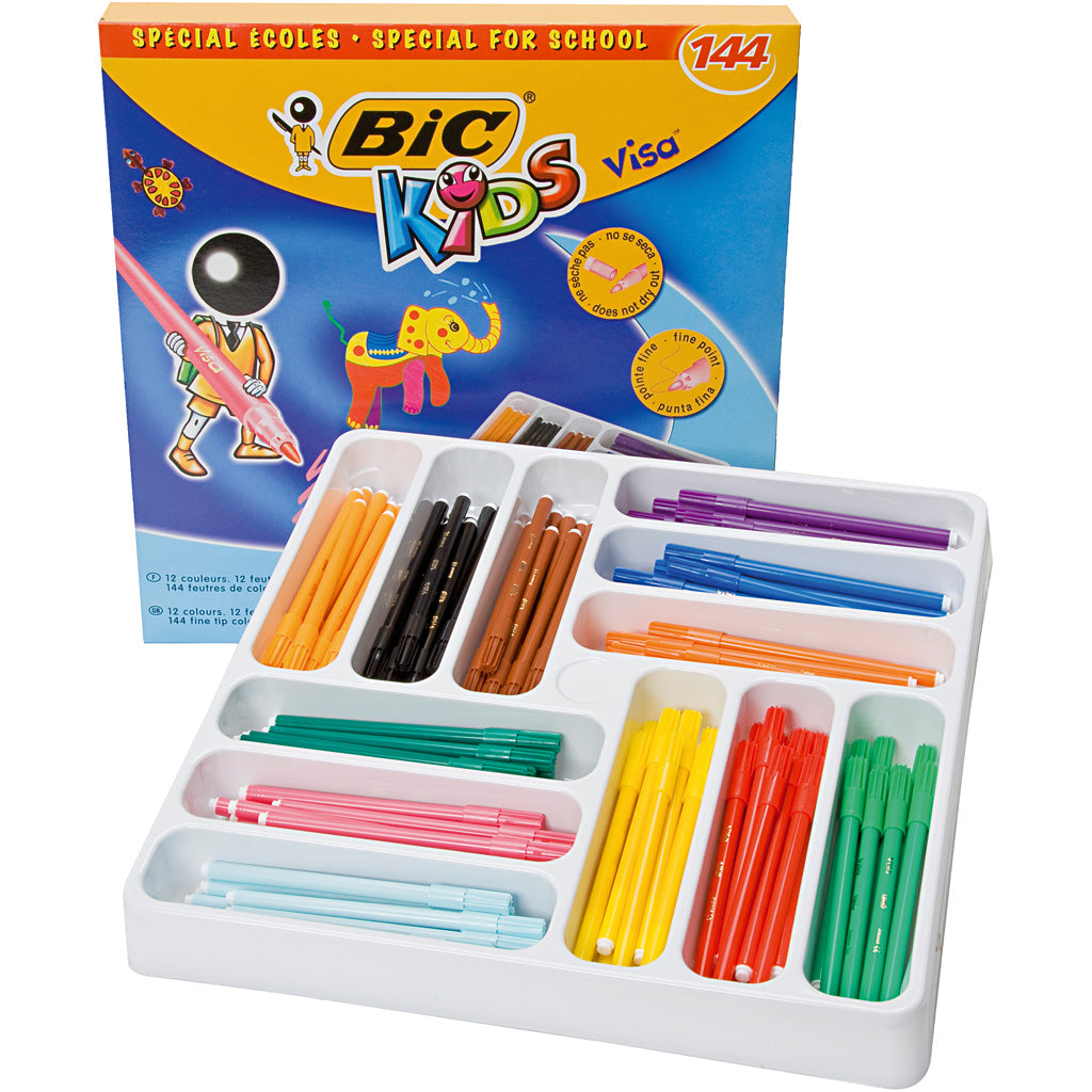 BIC Https: www.cchobby.nl -visa-fijne-stift-lijndikte-0-7-mm-diverse-kleuren-12x12-stuk-144-stuk-1-doos