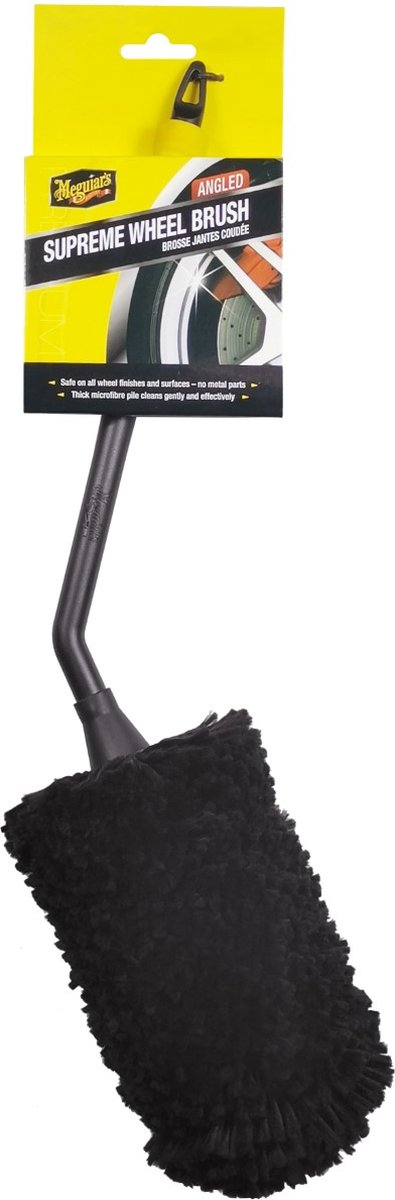 Meguiar's Meguiar’s supreme angled wheel brush medium – 35cm – gebogen wheel brush voor velgen remklauwen – extra zachte microvezelkop – auto detailing accessoire