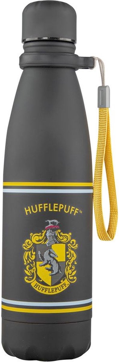 Merkloos Sans Marque Harry potter waterfles thermo water bottle hufflepuff zwart