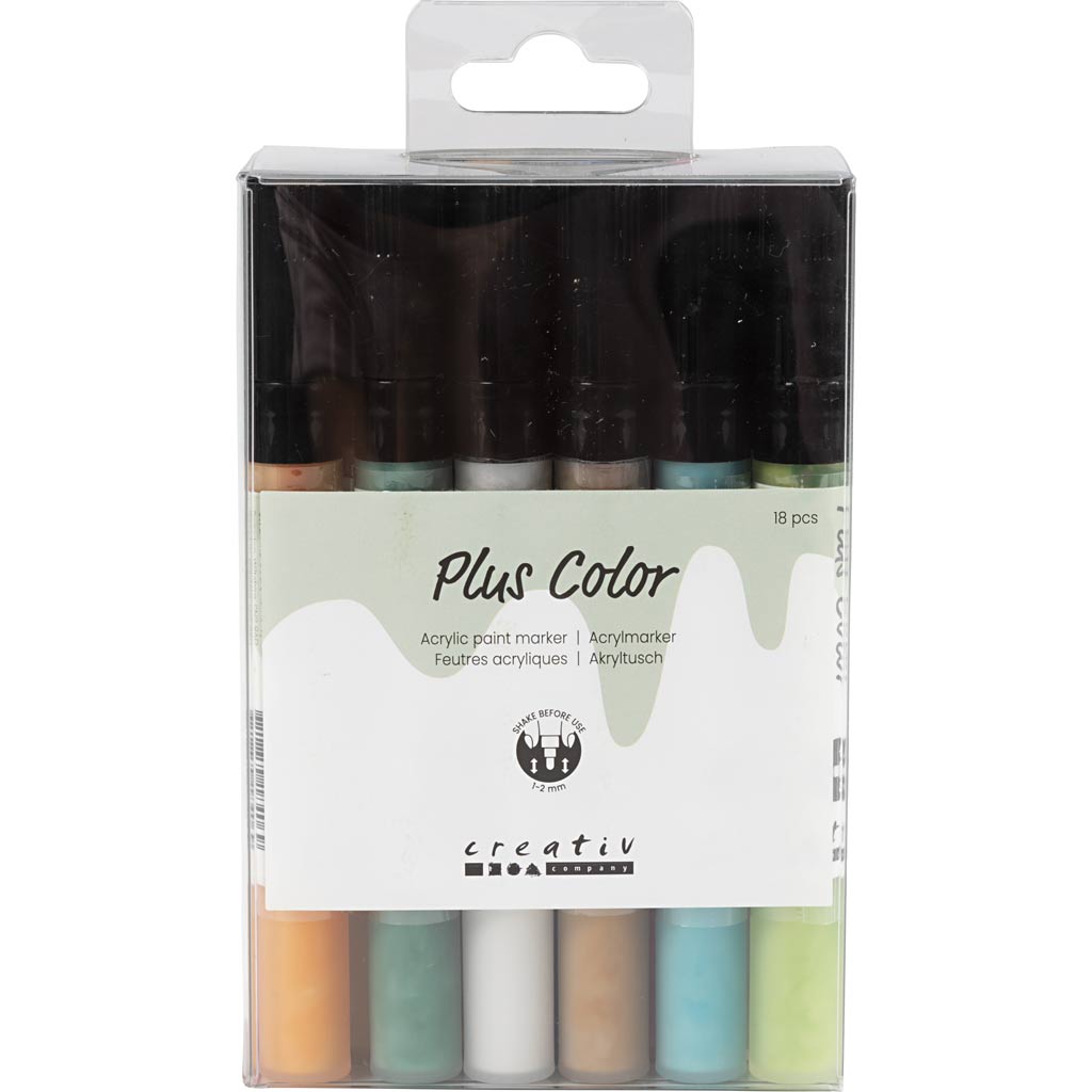 Creativ Company Https: www.cchobby.nl plus-color-marker-l-14-5-cm-lijndikte-1-2-mm-diverse-kleuren-5-5-ml-18-stuk-1-doos