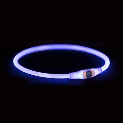 Merkloos Sans Marque Trixie lichtgevende halsband usb flash light oplaadbaar tpu blauw