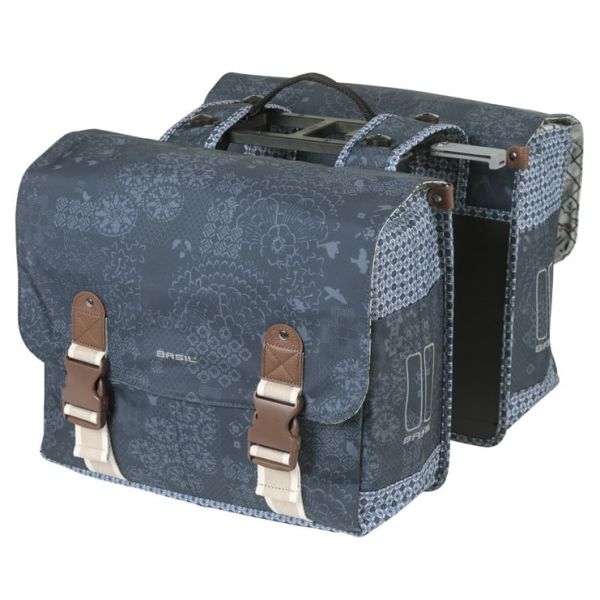 Basil Dubbele fietstas bohème mik 35 liter - indigo blauw