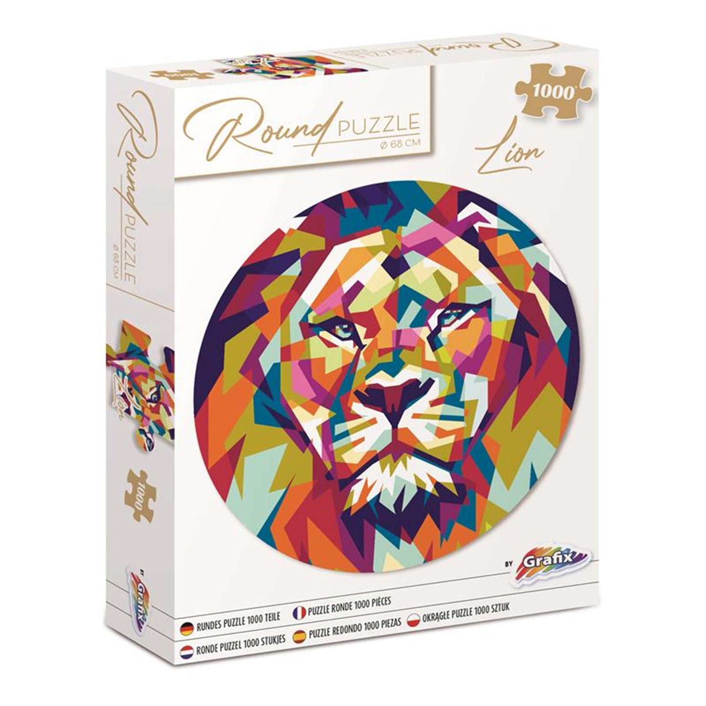 Grafix ronde puzzel leeuw 1000 stukjes