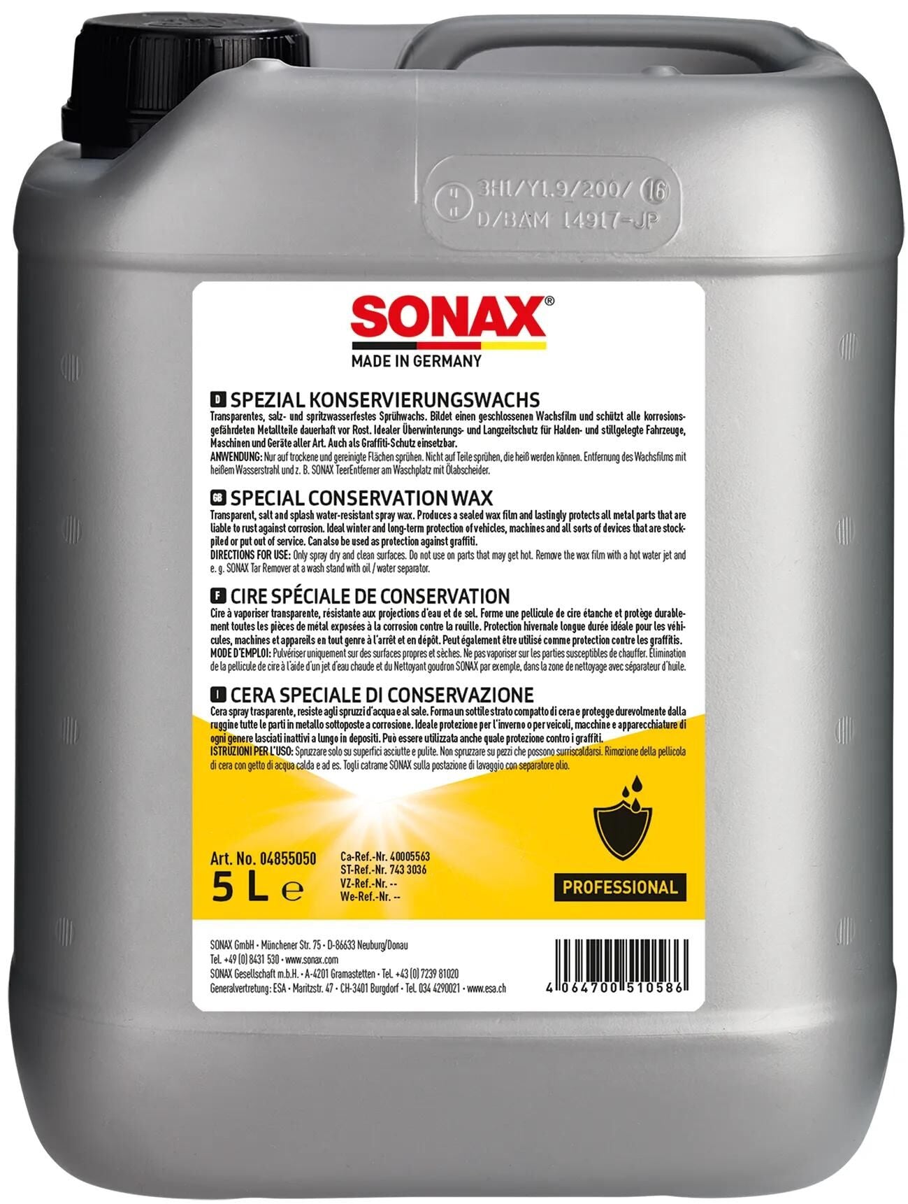 SONAX korrosionsschutz spezialkonservierungswachs special conservative wax can
