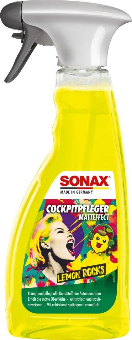 SONAX kunststoffpflegemittel cockpitpfleger matteffect cockpit care 500 ml lemon rocks