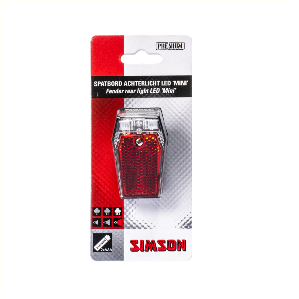 achterlicht Mini batterij spatbord rood