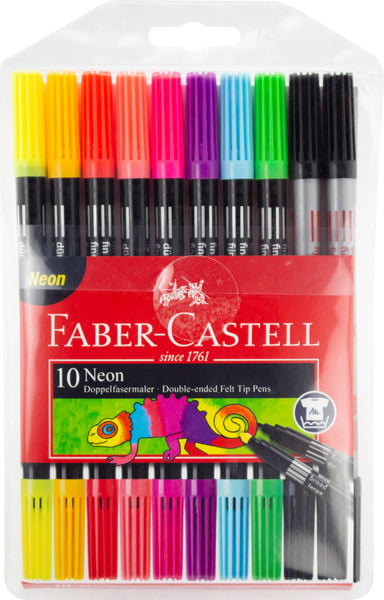 Faber Castell fc-151109 viltstiften duo neon kleuren in etui 10 stuks