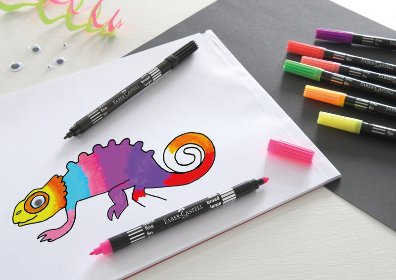 Faber Castell fc-151109 viltstiften duo neon kleuren in etui 10 stuks