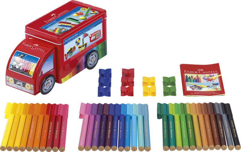 Faber-Castell Faber castell fc-155533 viltstiften connector 33 stuks met 10 clips in vrachtwagen