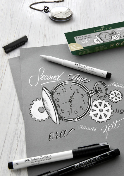 Faber Castell fc-167151 tekenstift faber-castell set pitt artist pen zwart en wit