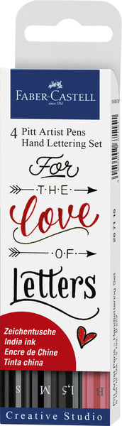 Faber Castell fc-267115 tekenstift faber-castell pitt artist pen handlettering 4-delig etui zwart