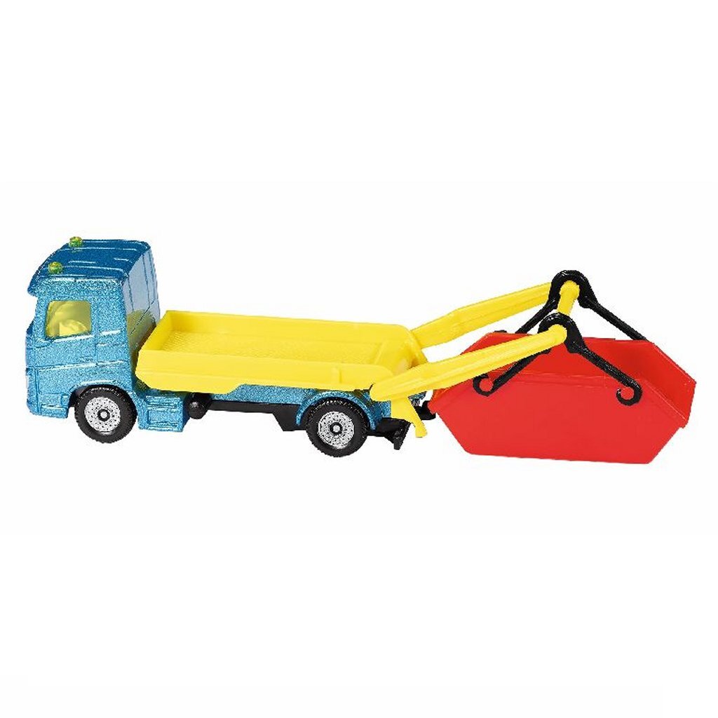 SIKU 1695 vrachtwagen + puincontainer en aanhanger