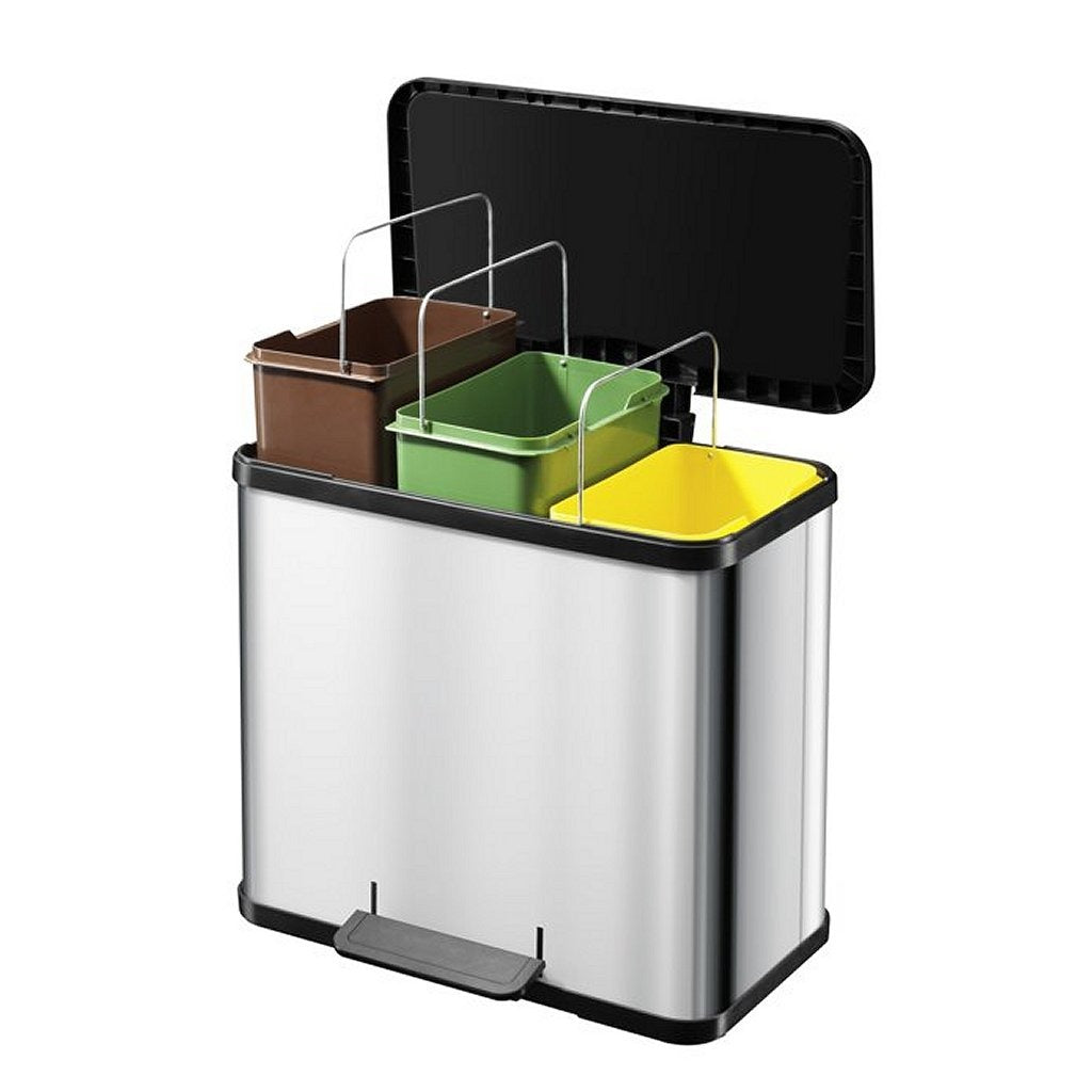 Hailo Prullenbak 3 x 9 l zilver, zwart