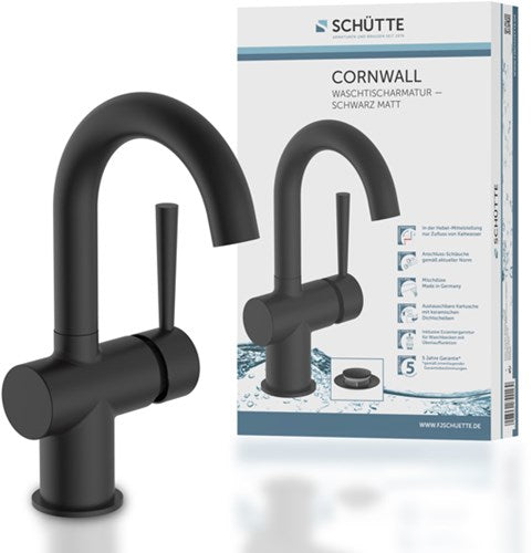 Schütte Schutte cornwall ééngreepsmengkraan wastafel| mat zwart - 79016 - 79016