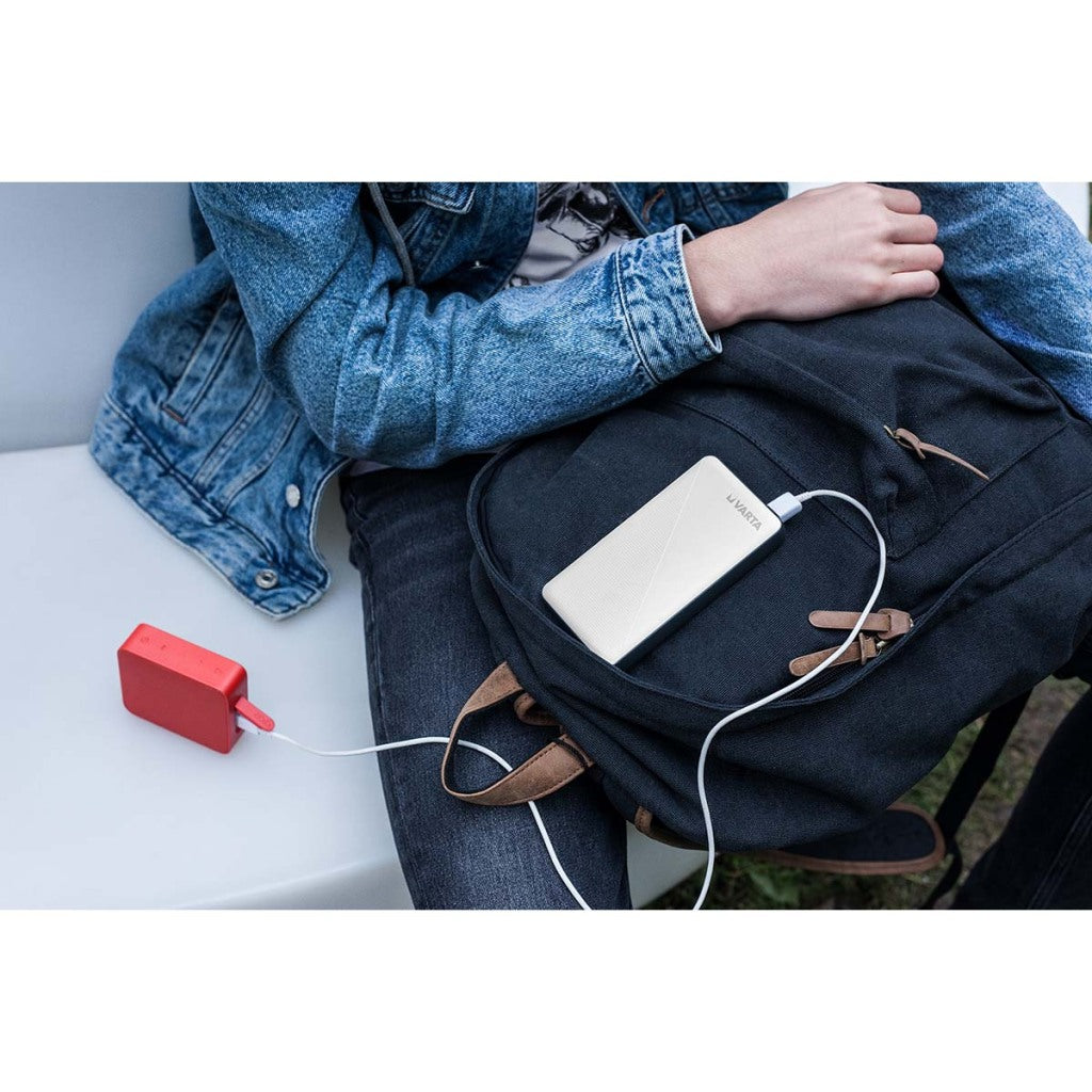 Enzo Varta powerbank 10.000ma zilver + led indicatie usb en usb-c - 3509010